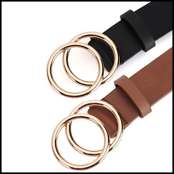 Faux Leather Belts with Double O-Ring Buckle for Jeans main image 5